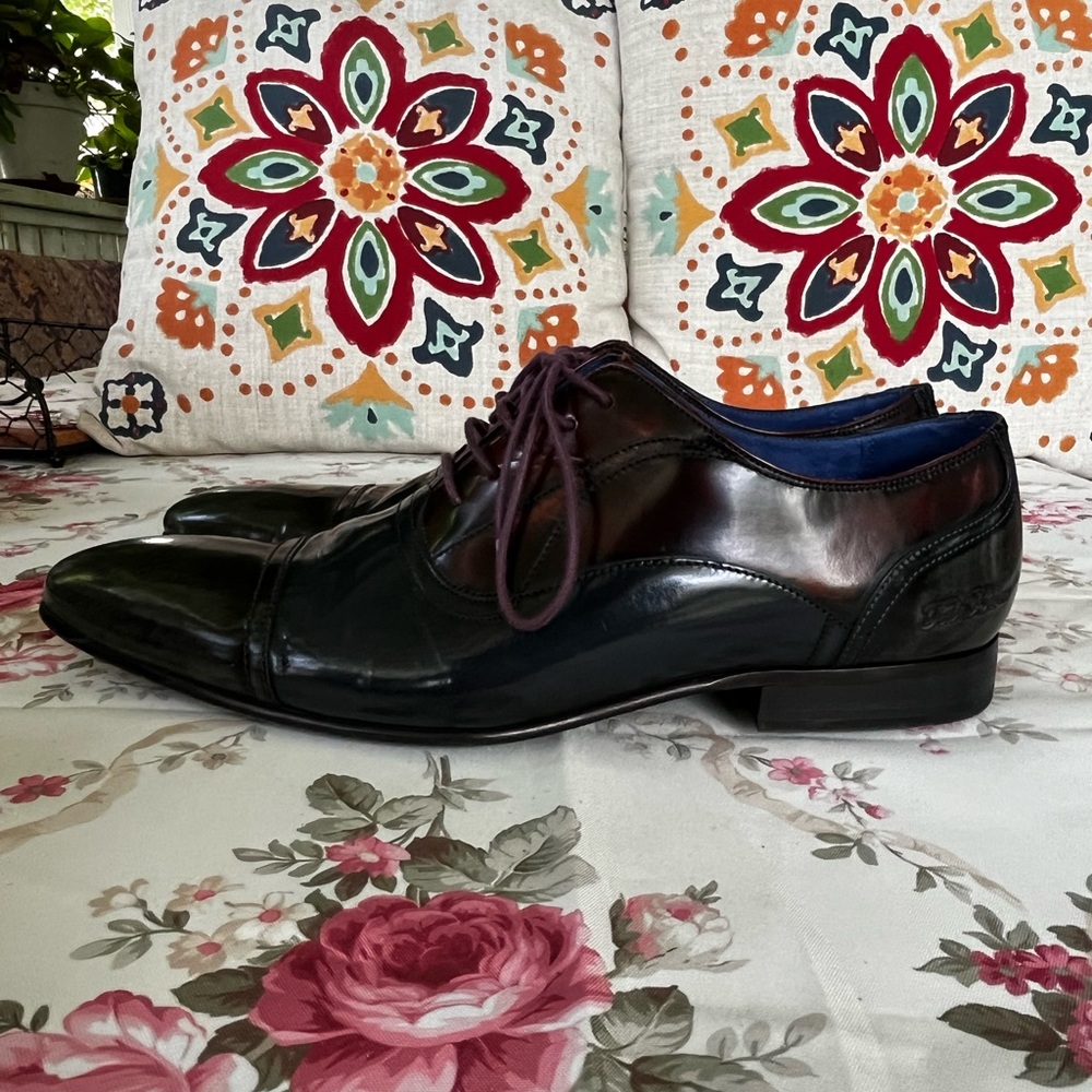 Men’s Ted Baker leather Derby’s shoes burgundy men shoes navy blue shoes - Picture 8 of 10